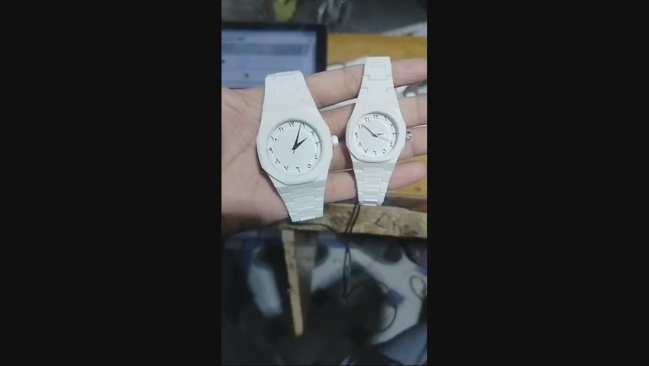 White Aura Couple Watch – Elegant Matching Timepieces, Stylish Fashion Accessories for Men and Women- Without Box